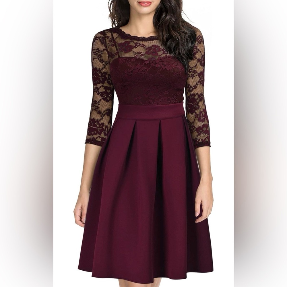 Elegant Burgundy Lace Dress